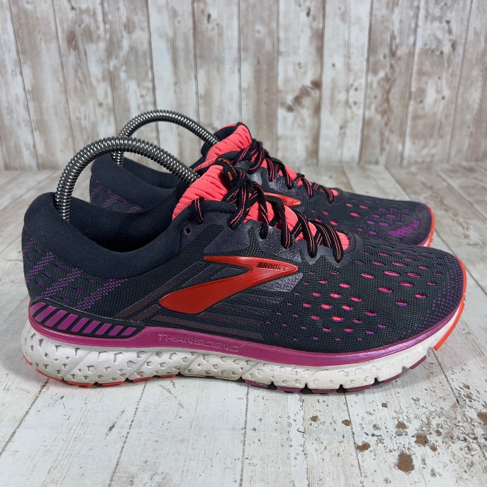 Brooks Transcend 6 Womens 8.5 Stability Running Shoes Black Purple 1202871B080